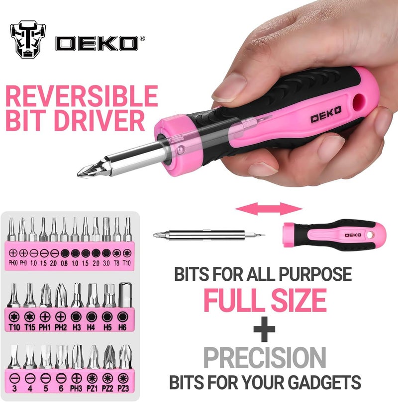 DEKOPRO Tool Set for Women: Pink Tool Set for Home Repair, Womens Tool Kit for All Purpose 42 Piece - Image 3